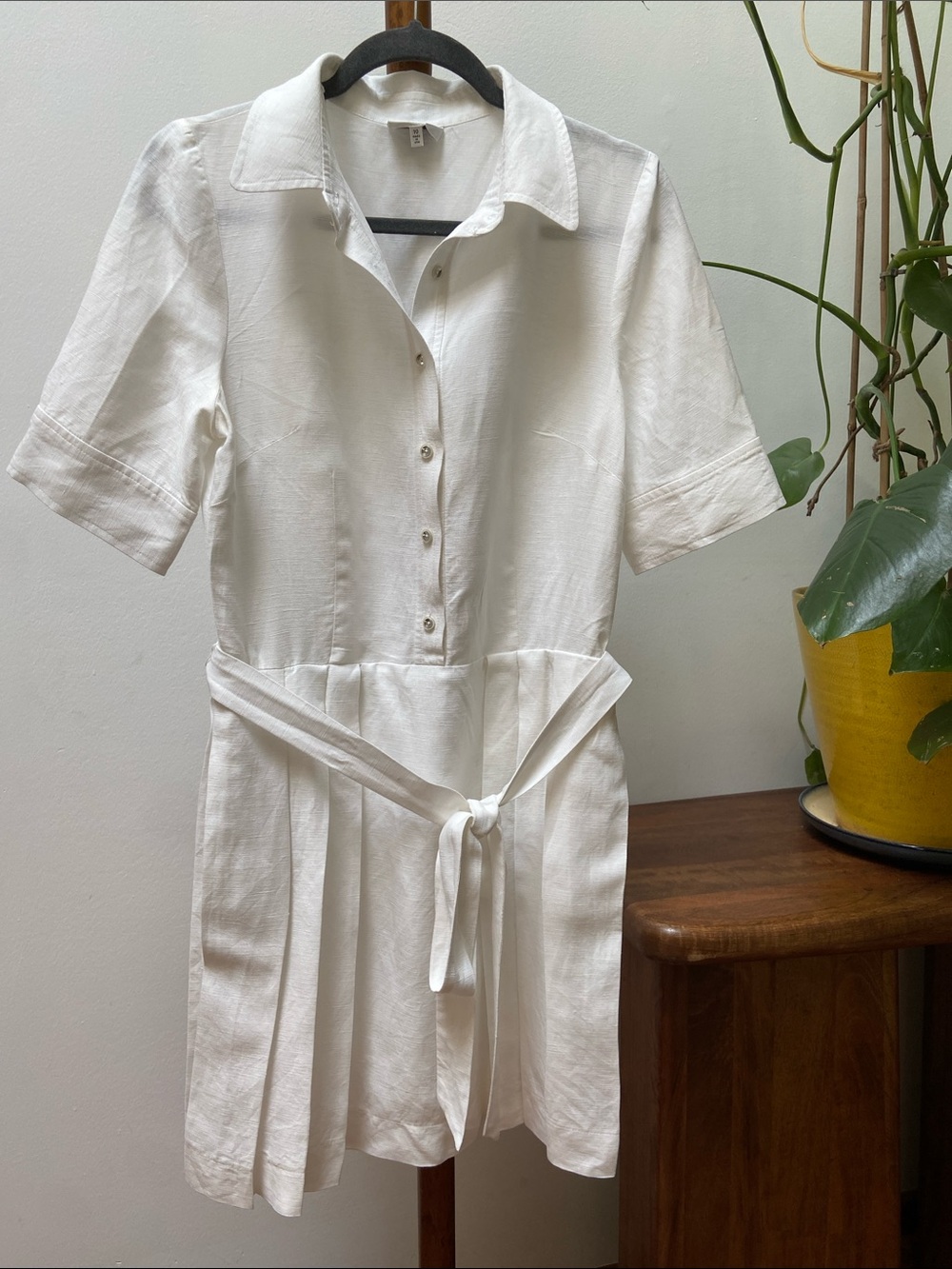 Milly Linen Blend Pleated Shirtdres with Tie Waist 10